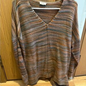 a.n.a Multicolor Striped V-Neck Sweater